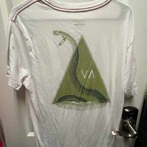 RVCA White Tee with Green Graphic